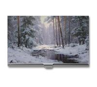 Jubonexis The Forest in Winter Snow - Tarjetero delgado de metal para tarjetas de visita para mujeres y hombres
