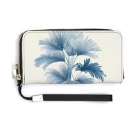 Jubonexis The Palm Tree - Cartera larga de piel sintética de color azul índigo, monedero, funda para tarjetas de crédito, almacenamiento de dinero duradero para mujeres y hombres