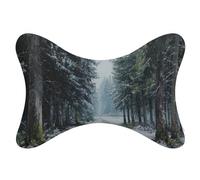 Jubonexis The Road - Juego de 2 almohadas de cuello de pino alto en invierno, almohadas de viaje para el cuello, reposacabezas de automóvil, almohada de hueso para asiento de coche