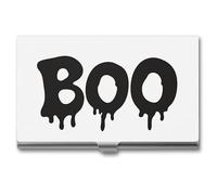 Jubonexis The Word Boo - Tarjetero de visita simple, bolsillo delgado de metal para mujeres y hombres