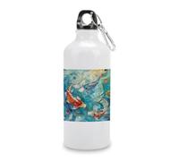 Jubonexis Three Fish - Botella de agua de aluminio para natación, botella deportiva con hebilla giratoria para hombres y mujeres, camping, senderismo, 600 ml