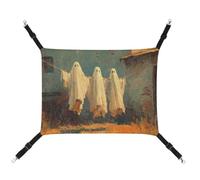 Jubonexis Three Ghosts Hanging on Clothesline - Hamaca rústica transpirable para mascotas con correas ajustables reversibles para gatos y perros