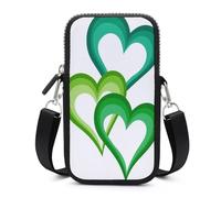 Jubonexis Three Hearts in Green - Bolsa cruzada para teléfono móvil con correa ajustable