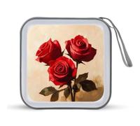 Jubonexis Three Red Rose - Estuche portátil para CD y DVD para coche, hogar, viajes