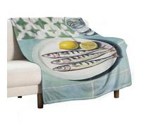 Jubonexis Three Sardines on Plate - Manta antibolitas, acogedora y duradera para dormitorio, sala de estar, sofá, cama, 50 x 60 pulgadas
