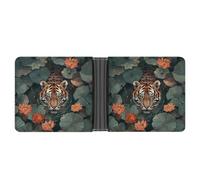 Jubonexis Tiger Hiding in The Lotus Pond - Cartera plegable de piel sintética suave, monedero, funda para tarjetas de crédito, tarjetero duradero, billetera delgada para hombres y mujeres
