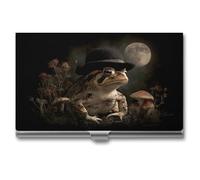 Jubonexis Toad Wearing A Black Hat - Tarjetero para tarjetas de visita, bolsillo delgado de metal para mujeres y hombres