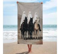 Jubonexis Toalla de playa vintage de tres fantasmas montando caballos negros, toalla de playa de microfibra sin arena, toallas de ducha grandes, multiusos, absorbente, para baño, piscina, 130 x 80 cm