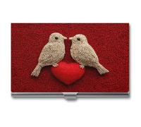 Jubonexis Two Birds - Portatarjetas de visita con cuentas de cristal pequeñas, bolsillo delgado de metal para mujeres y hombres