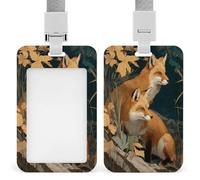 Jubonexis Two Foxes in The Forest - Soporte retráctil para tarjetas de identificación, protector de tarjetas, placa de nombre, etiqueta de nombre para trabajo, oficina, médico, enfermera