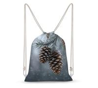 Jubonexis Two Pine Cones on The Evergreen Tree Branch - Mochila de lona con cordón, bolsa de cuerda ligera para deportes para hombres y mujeres