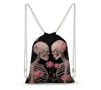 Jubonexis Two Skeletons in Love Roses - Mochila de lona con cordón, ligera, deportiva, gimnasio, para hombres y mujeres