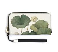 Jubonexis Two Swans Swimming Lotus Lily Flowers PU Leather Clutch Long Bifold Wallet - Monedero para tarjetas de crédito, almacenamiento de dinero duradero para mujeres y hombres