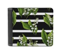 Jubonexis Valley Flowers and Green Leaves - Cartera plegable de piel sintética suave, monedero, funda para tarjetas de crédito, tarjetero duradero, billetera delgada para hombres y mujeres