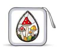 Jubonexis Vitral con forma de lágrima con hongos, estuche de almacenamiento portátil para CD, DVD, para coche, hogar, viajes