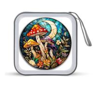 Jubonexis Vitral de fantasía de hongos y luna creciente para CD, DVD, estuche portátil para coche, hogar, viajes