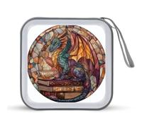 Jubonexis Vitral de fantasía dragón en libros viejos estuche de almacenamiento portátil para coche, hogar, viajes
