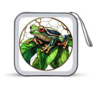 Jubonexis Vitral de rana con diseño de hojas tropicales para CD, DVD, portátil, para coche, hogar, viajes
