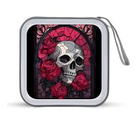 Jubonexis Vitral negro cuervo rosas, estuche de almacenamiento portátil para CD, DVD, coche, hogar, viajes