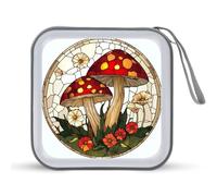 Jubonexis Vitrales 2 hongos flores CD estuche portátil DVD almacenamiento caso para coche casa viaje