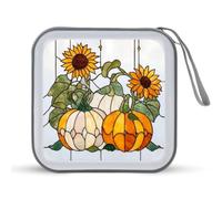 Jubonexis Vitrales calabazas girasoles CD estuche portátil para almacenamiento de DVD para coche, casa o viajes