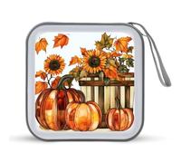Jubonexis Vitrales de otoño calabazas, girasoles, estuche de almacenamiento portátil para DVD, coche, hogar, viajes