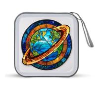 Jubonexis Vitrales Planeta Tierra CD Estuche portátil para almacenamiento de DVD para coche, casa, viajes