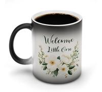 Jubonexis Welcome Little One - Taza de café de cerámica que cambia de color, diseño de flores de marfil suave, taza de café novedosa y divertida taza de té, 325 ml