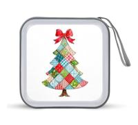 Jubonexis Whimsical - Funda de tela con diseño de retazos de árbol de Navidad, para CD, DVD, portátil, para coche, hogar, viajes