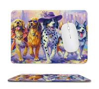 Jubonexis Whimsical Six Dogs Walking Cheerfully - Alfombrilla de mouse para computadora de oficina pequeña con base de goma antideslizante, alfombrilla de mouse para juegos
