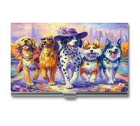Jubonexis Whimsical Six Dogs Walking Cheerfully - Tarjetero delgado de metal para tarjetas de visita para mujeres y hombres