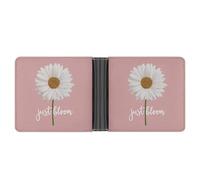 Jubonexis White Daisy with Words Just Bloom on Pink - Cartera plegable de piel sintética suave, monedero, funda para tarjetas de crédito, tarjetero duradero, billetera delgada para hombres y mujeres