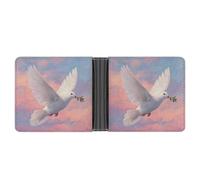 Jubonexis White Dove - Cartera plegable de piel sintética suave con diseño de paloma de olivo volando, monedero, funda para tarjetas de crédito, cartera delgada duradera para hombres y mujeres