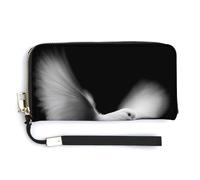 Jubonexis White Dove Flying in The Dark - Cartera de piel sintética larga y plegable, monedero, funda para tarjetas de crédito, almacenamiento de dinero duradero para mujeres y hombres