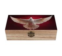 Jubonexis White Dove Open Wings Flying in The Air - Caja de almacenamiento de madera con tapa con bisagras y cierre frontal, caja de recuerdo grande