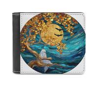 Jubonexis White Ghost Reading Golden Autumn Tree - Cartera plegable de piel sintética suave, monedero, funda para tarjetas de crédito, tarjetero duradero, billetera delgada para hombres y mujeres