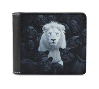 Jubonexis White Lion Alone Among Sea of Panthers - Cartera plegable de piel sintética suave, monedero, funda para tarjetas de crédito, tarjetero duradero, billetera delgada para hombres y mujeres