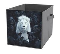 Jubonexis White Lion Alone Among Sea of Panthers, cubos de almacenamiento, cubos de almacenamiento plegables y decorativos, cestas de almacenamiento de tela, organizadores del hogar con asas para