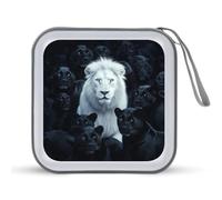 Jubonexis White Lion Alone Among Sea of Panthers - Estuche portátil para CD y DVD, para coche, hogar, viajes