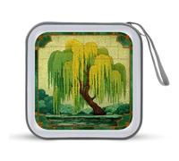 Jubonexis Willow Tree - Caja cuadrada para CD y DVD, portátil, para coche, hogar, viajes
