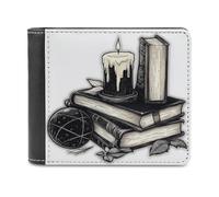 Jubonexis Witchy Spell Books and Candle Gothic Soft PU Leather Bifold Wallet - Monedero para tarjetas de crédito, tarjetero duradero, billetera delgada para hombres y mujeres, almacenamiento de dinero