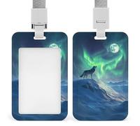 Jubonexis Wolf Howling Into The Night Mysterious - Soporte retráctil para tarjetas de identificación, protector de tarjetas, placa de nombre, para trabajo, oficina, médico, enfermera