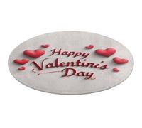 Jubonexis Word Happy Valentine's Day - Alfombra redonda grande con corazones rojos, alfombra moderna antideslizante circular de 90 cm