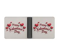 Jubonexis Word Happy Valentine's Day - Cartera plegable de piel sintética suave, diseño de corazones rojos, monedero, funda para tarjetas de crédito, tarjetero duradero, billetera delgada para hombres