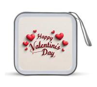 Jubonexis Word Happy Valentine's Day - Estuche portátil para CD o DVD, diseño de corazones rojos