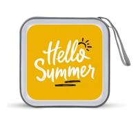 Jubonexis Word Hello Summer on Yellow - Estuche de almacenamiento portátil para CD o DVD, para coche, casa, viajes