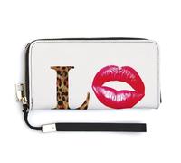 Jubonexis Word Love in Bold - Cartera de piel sintética con patrón de leopardo, cartera larga y plegable, monedero, funda para tarjetas de crédito, almacenamiento de dinero duradero para mujeres y