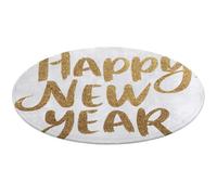 Jubonexis Words Happy New Year - Alfombra redonda grande con purpurina dorada, moderna, antideslizante, 90 cm