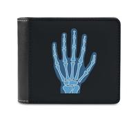 Jubonexis X-ray of Human Hand - Cartera plegable de piel sintética suave azul, monedero, funda para tarjetas de crédito, tarjetero duradero, billetera delgada para hombres y mujeres, almacenamiento de