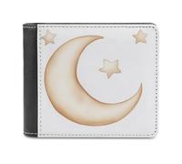 Jubonexis Yellow Moon and Stars - Cartera plegable de piel sintética suave, monedero, funda para tarjetas de crédito, tarjetero duradero, billetera delgada para hombres y mujeres, almacenamiento de